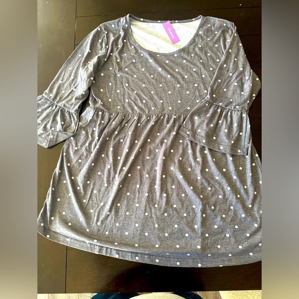 Gray Polka Dot Maternity Top